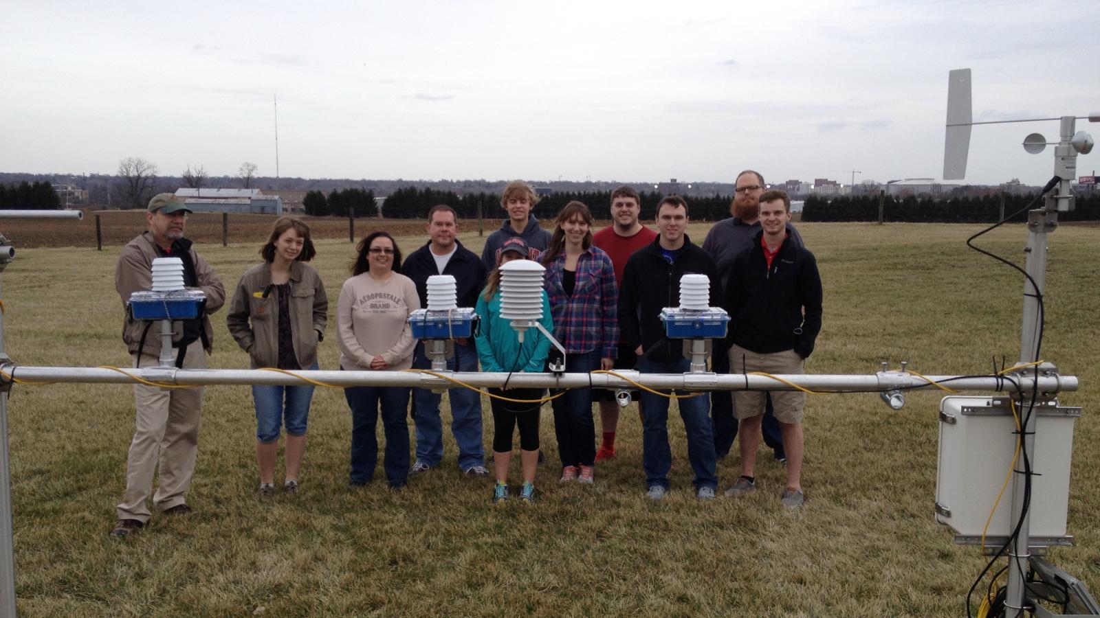 Students and instructors with deployed sensors
